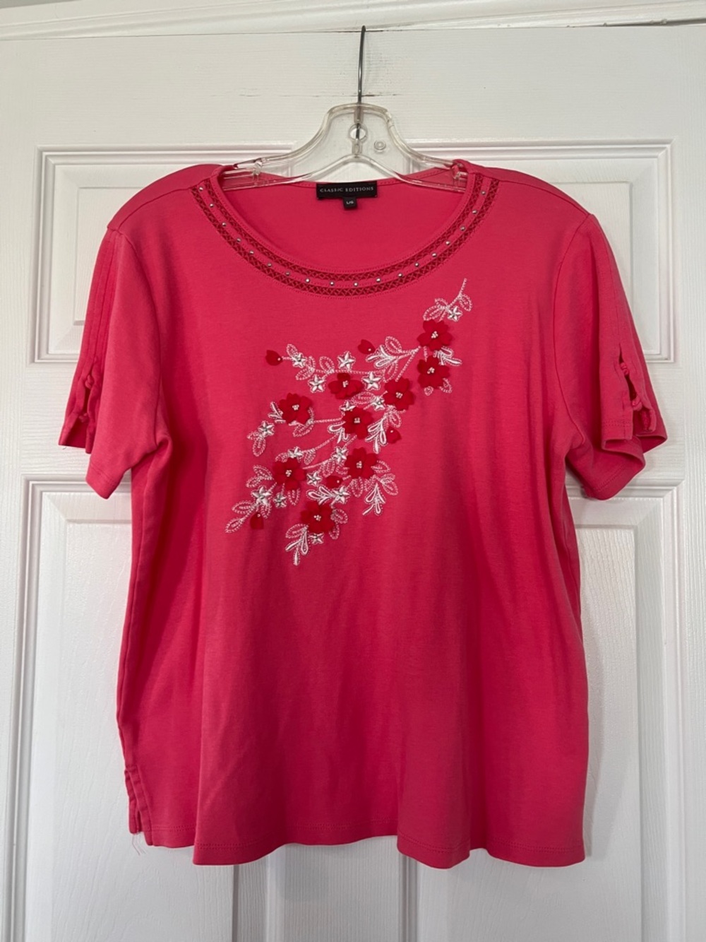 Classic Editions Pink Embroidered Short-Sleeve Tee